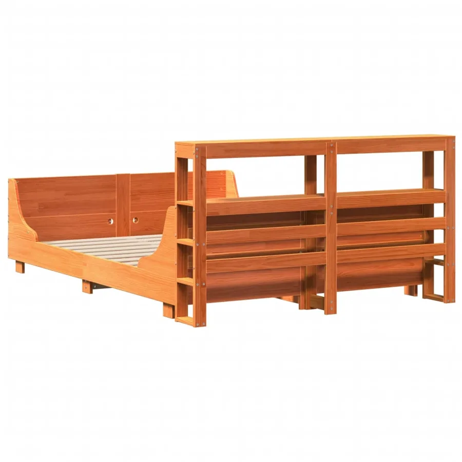 Cadre de lit sans matelas cire marron 120x190cm bois pin massif - 8