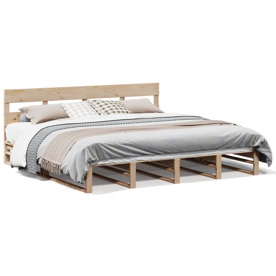 Cadre de lit sans matelas 200x200 cm bois massif de pin - 2