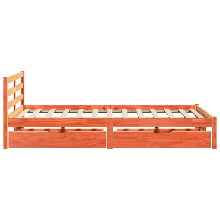 Cadre de lit sans matelas cire marron 150x200cm bois pin massif - 5