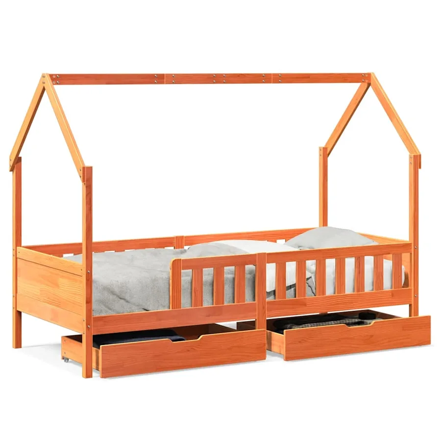 Cadre de lit enfants avec tiroirs sans matelas 80x200 cm bois - 2