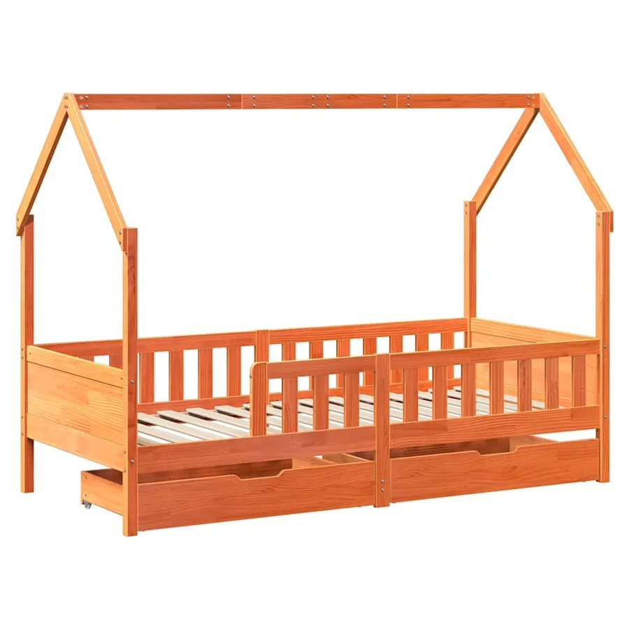 Cadre de lit enfants avec tiroirs sans matelas 80x200 cm bois - 3