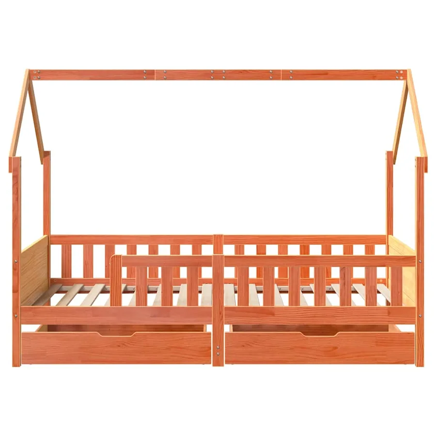 Cadre de lit enfants avec tiroirs sans matelas 80x200 cm bois - 4