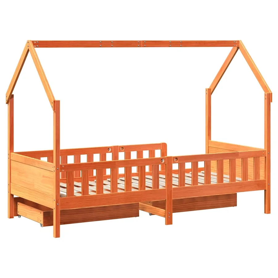 Cadre de lit enfants avec tiroirs sans matelas 80x200 cm bois - 8