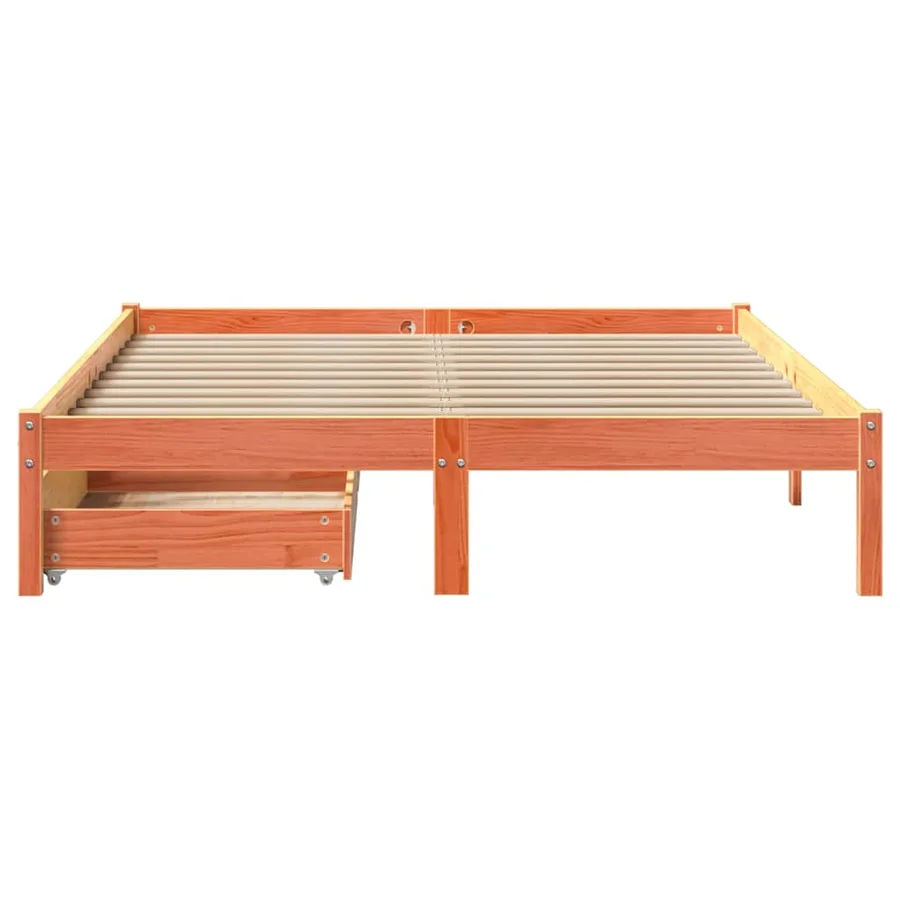 Cadre de lit sans matelas cire marron 150x200cm bois pin massif - 4
