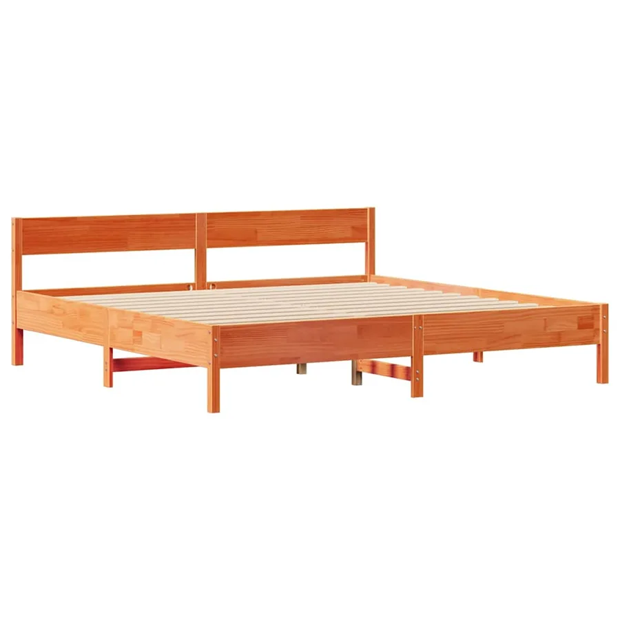 Cadre de lit sans matelas cire marron 160x200cm bois pin massif - 5