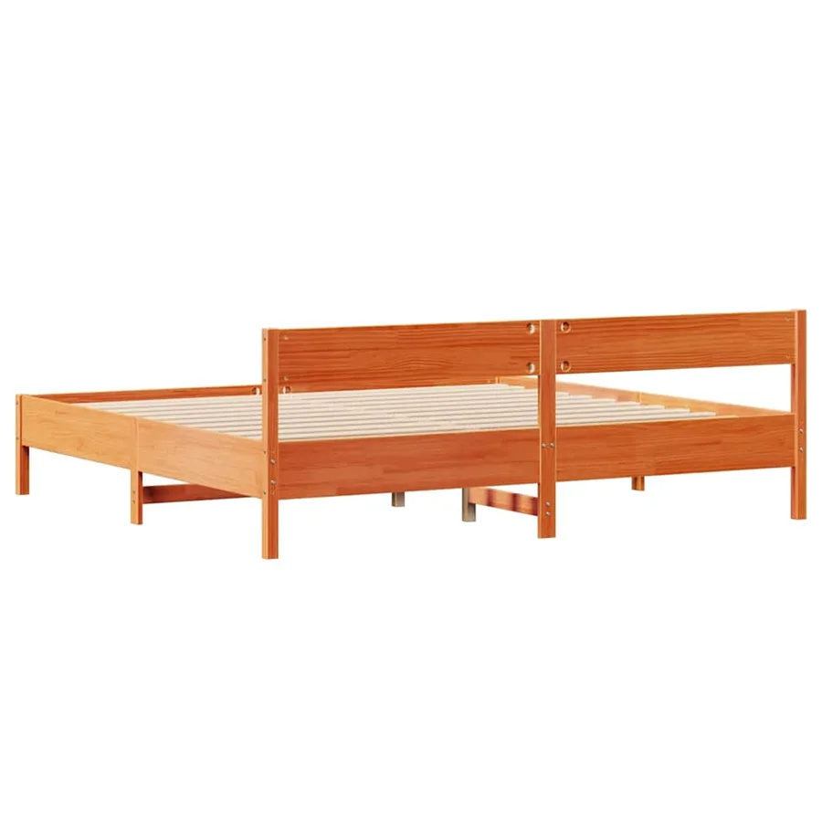 Cadre de lit sans matelas cire marron 160x200cm bois pin massif - 8