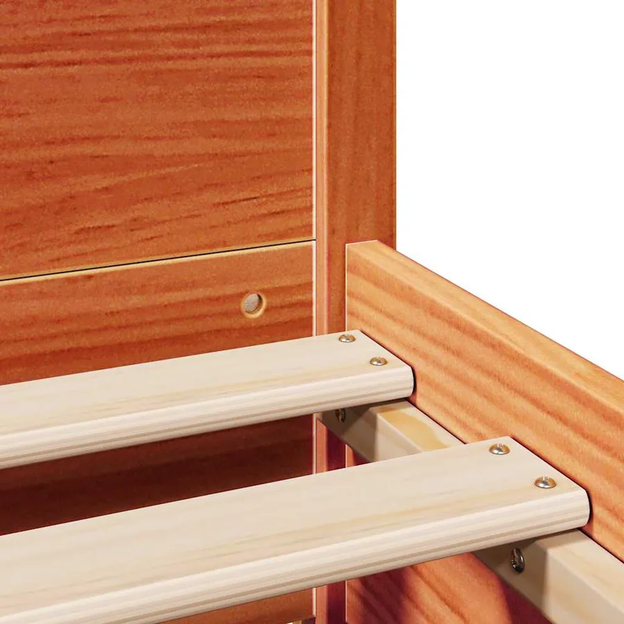 Cadre de lit sans matelas cire marron 150x200cm bois pin massif - 10