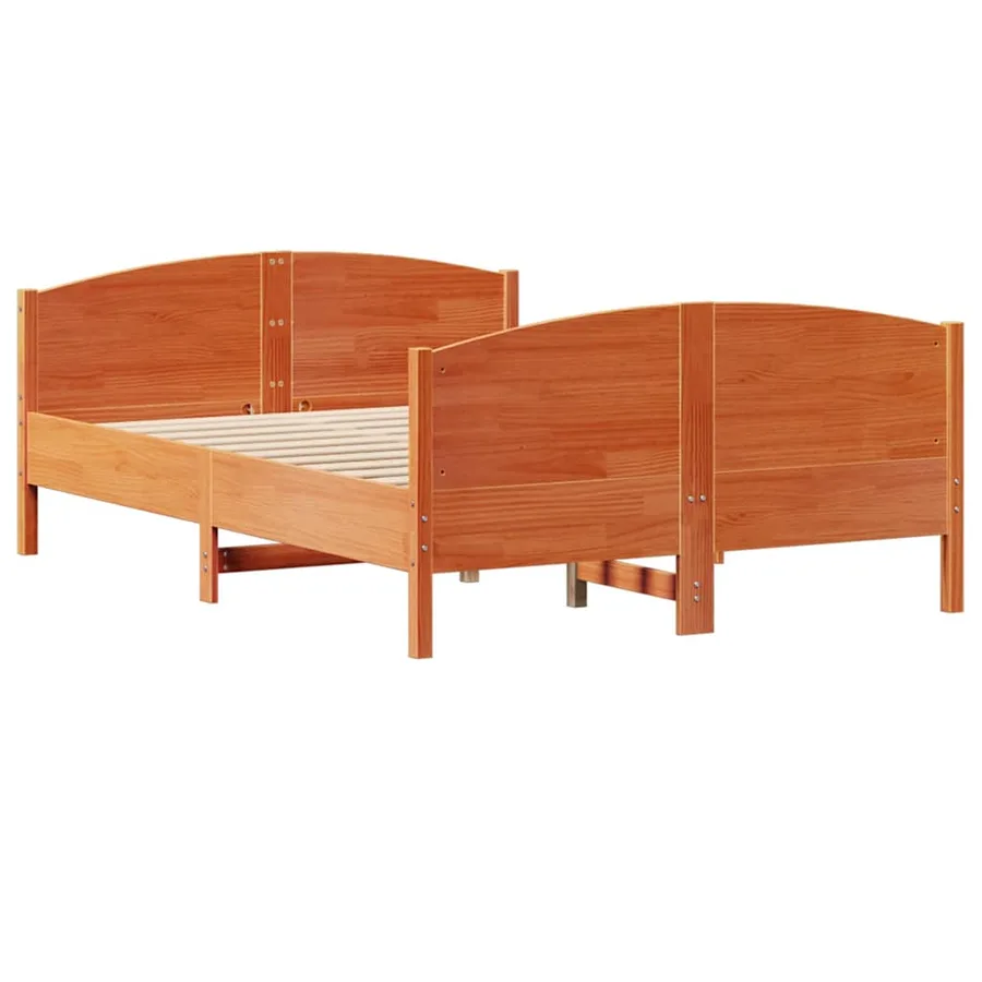 Cadre de lit sans matelas cire marron 150x200cm bois pin massif - 5