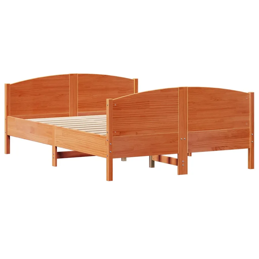 Cadre de lit sans matelas cire marron 150x200cm bois pin massif - 8