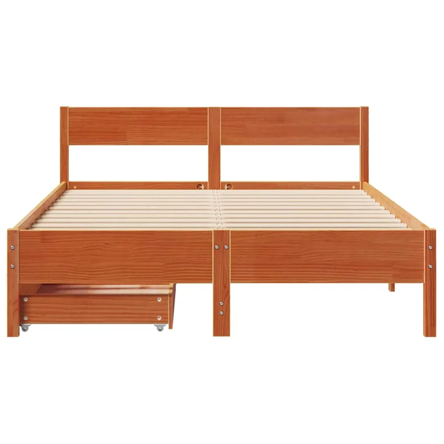 Cadre de lit sans matelas cire marron 140x200cm bois pin massif - 4
