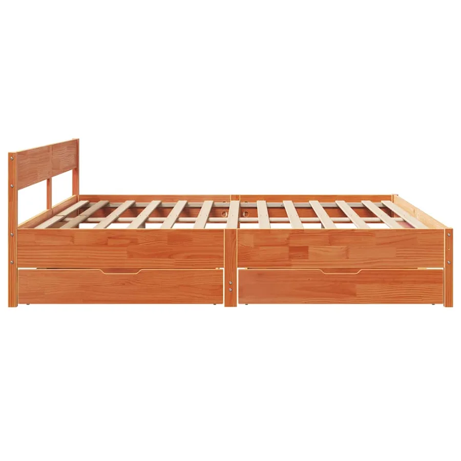 Cadre de lit sans matelas cire marron 200x200cm bois pin massif - 7