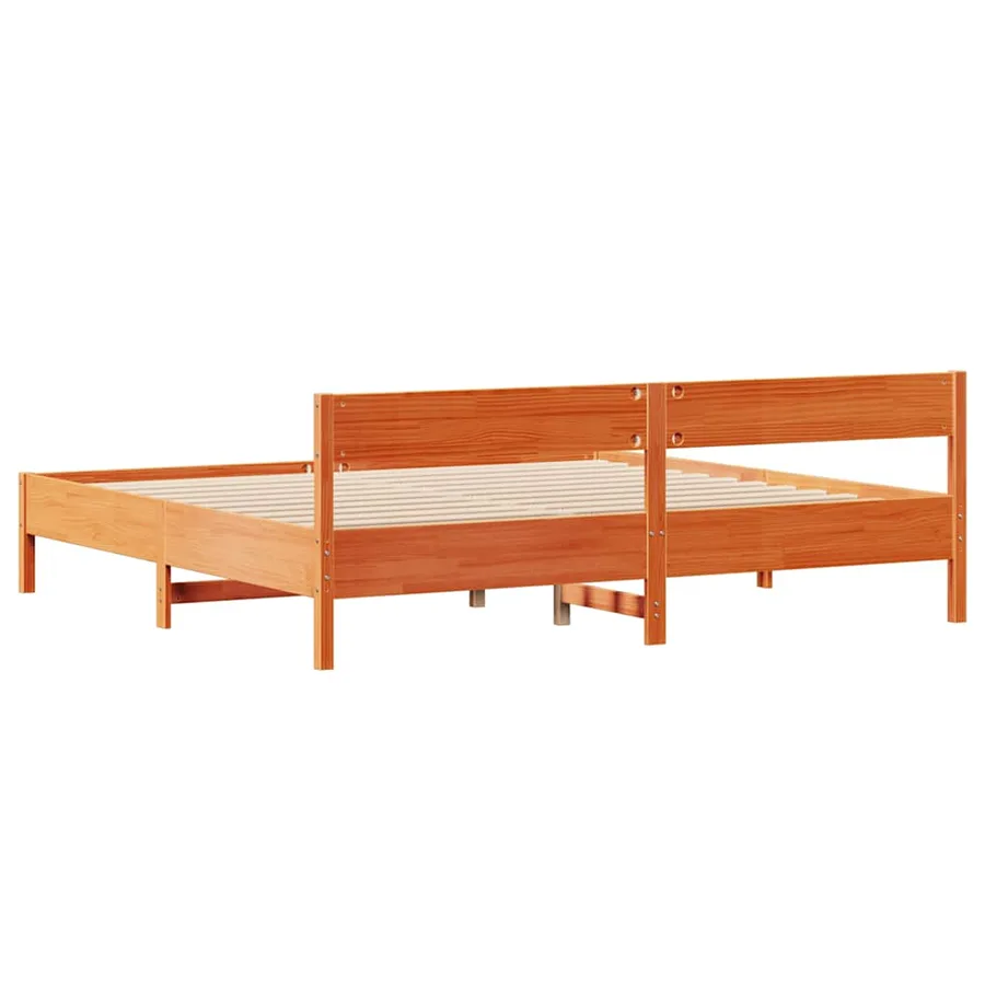 Cadre de lit sans matelas cire marron 200x200cm bois pin massif - 8