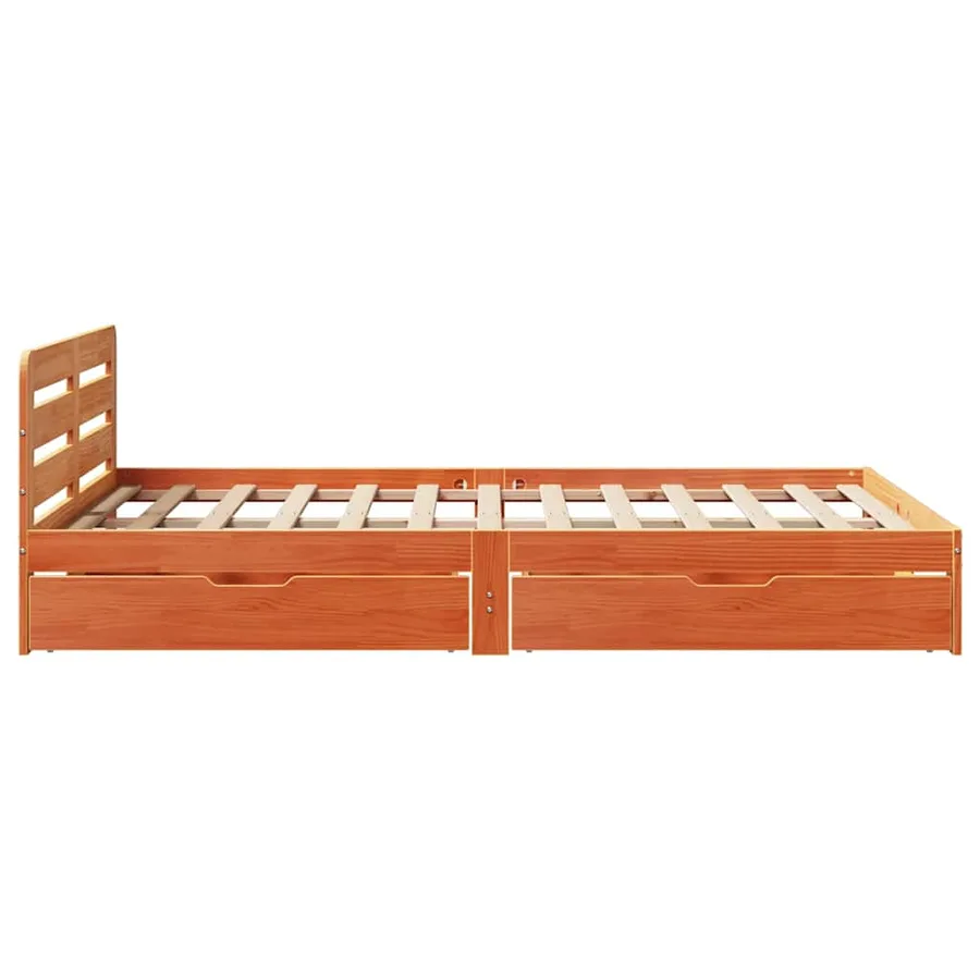 Cadre de lit sans matelas cire marron 150x200cm bois pin massif - 7