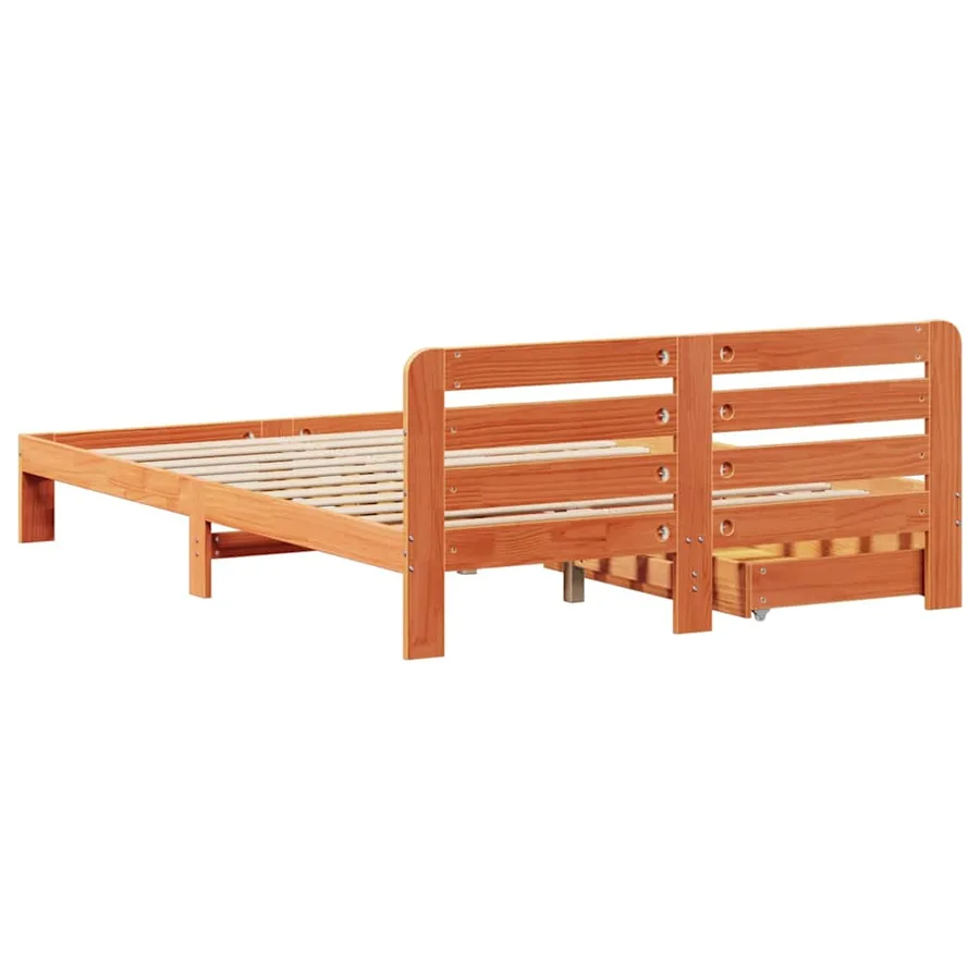Cadre de lit sans matelas cire marron 150x200cm bois pin massif - 8