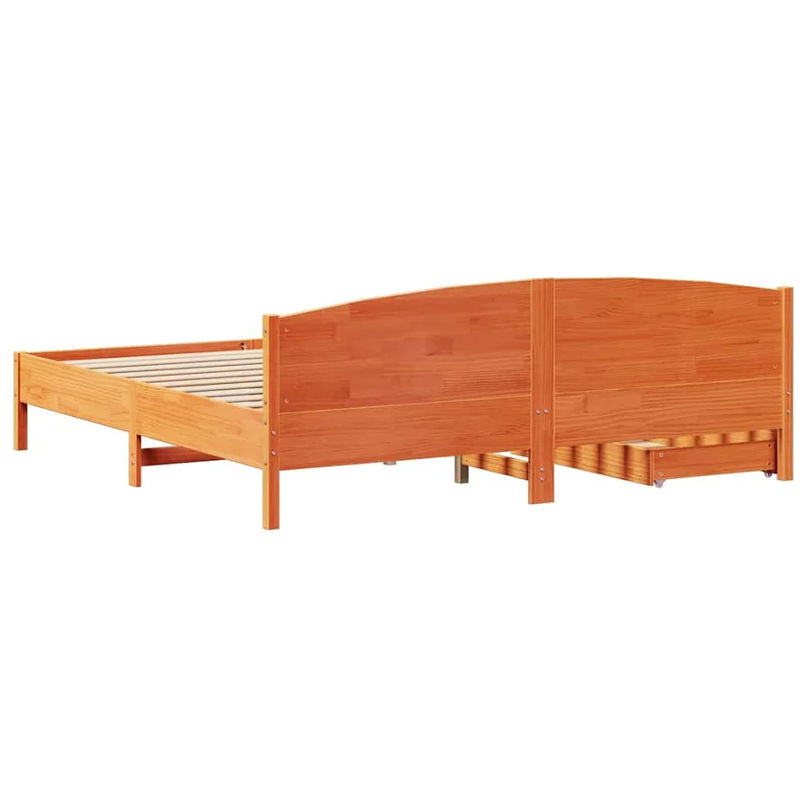 Cadre de lit sans matelas cire marron 180x200cm bois pin massif - 8