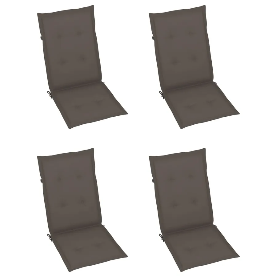 Chaises de jardin lot de 4 avec coussins taupe Bois teck solide - 6