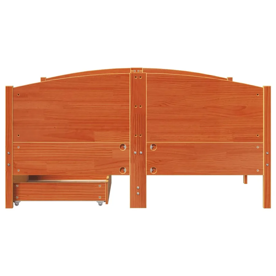 Cadre de lit sans matelas cire marron 120x200cm bois pin massif - 4