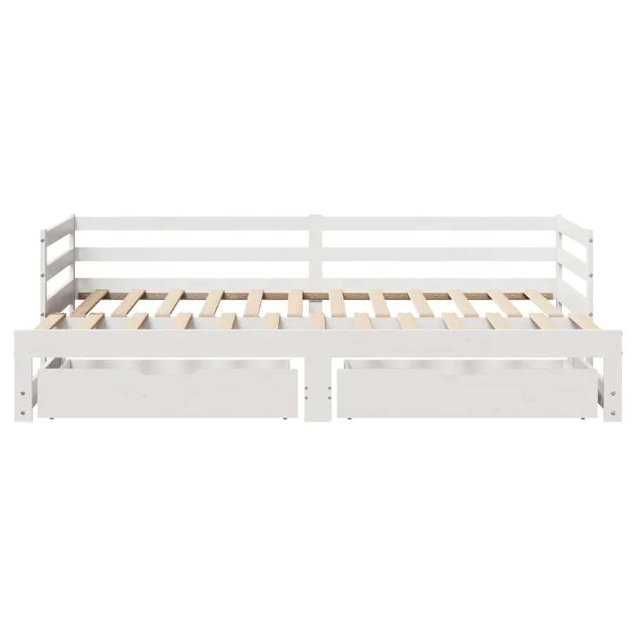 Lit de jour avec gigogne et tiroirs sans matelas blanc 90x190cm - 4