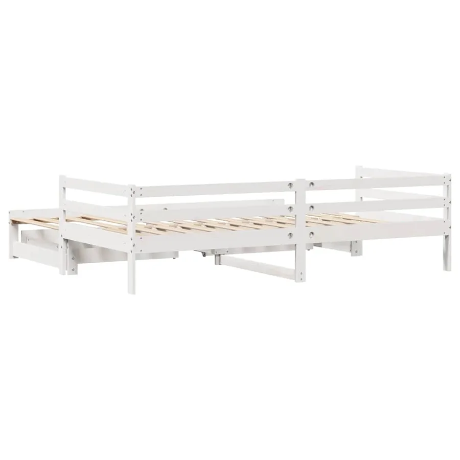 Lit de jour avec gigogne et tiroirs sans matelas blanc 90x190cm - 8