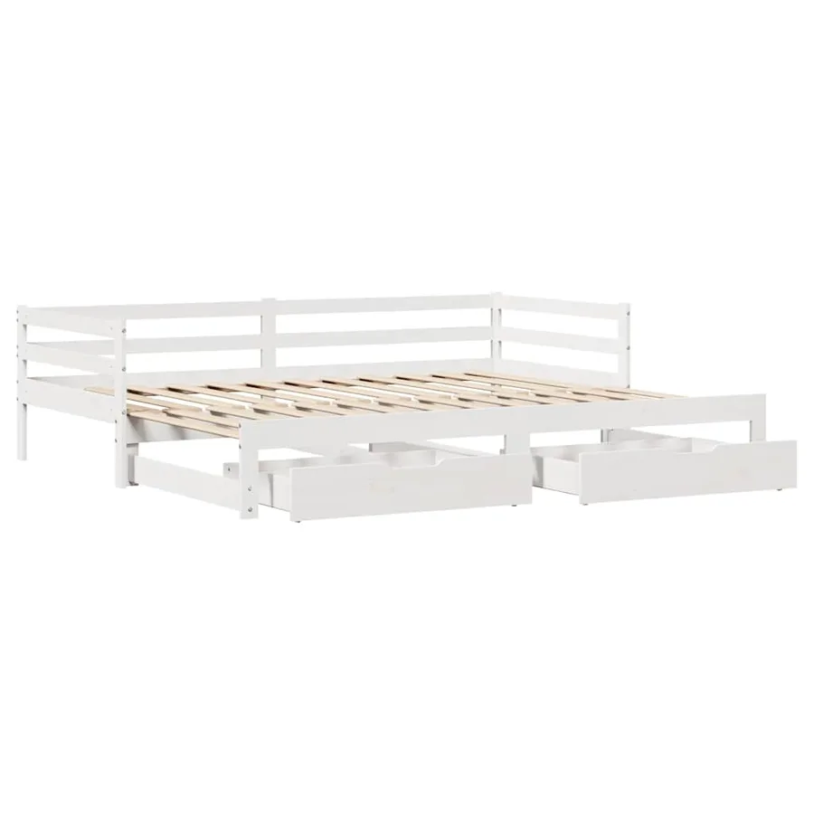 Lit de jour avec gigogne et tiroirs sans matelas blanc 90x190cm - 9