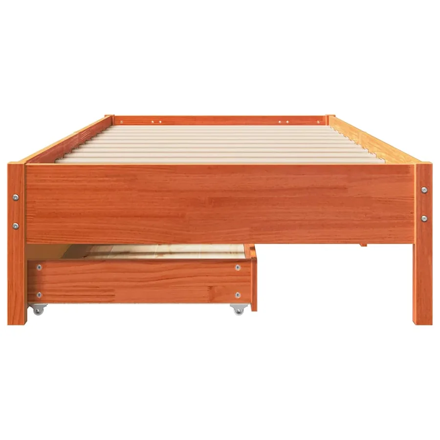 Cadre de lit sans matelas cire marron 100x200cm bois pin massif - 4