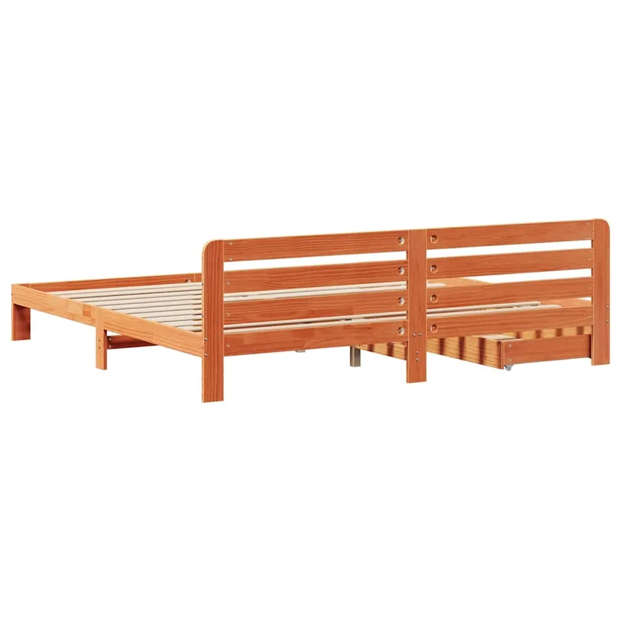 Cadre de lit sans matelas cire marron 200x200cm bois pin massif - 8