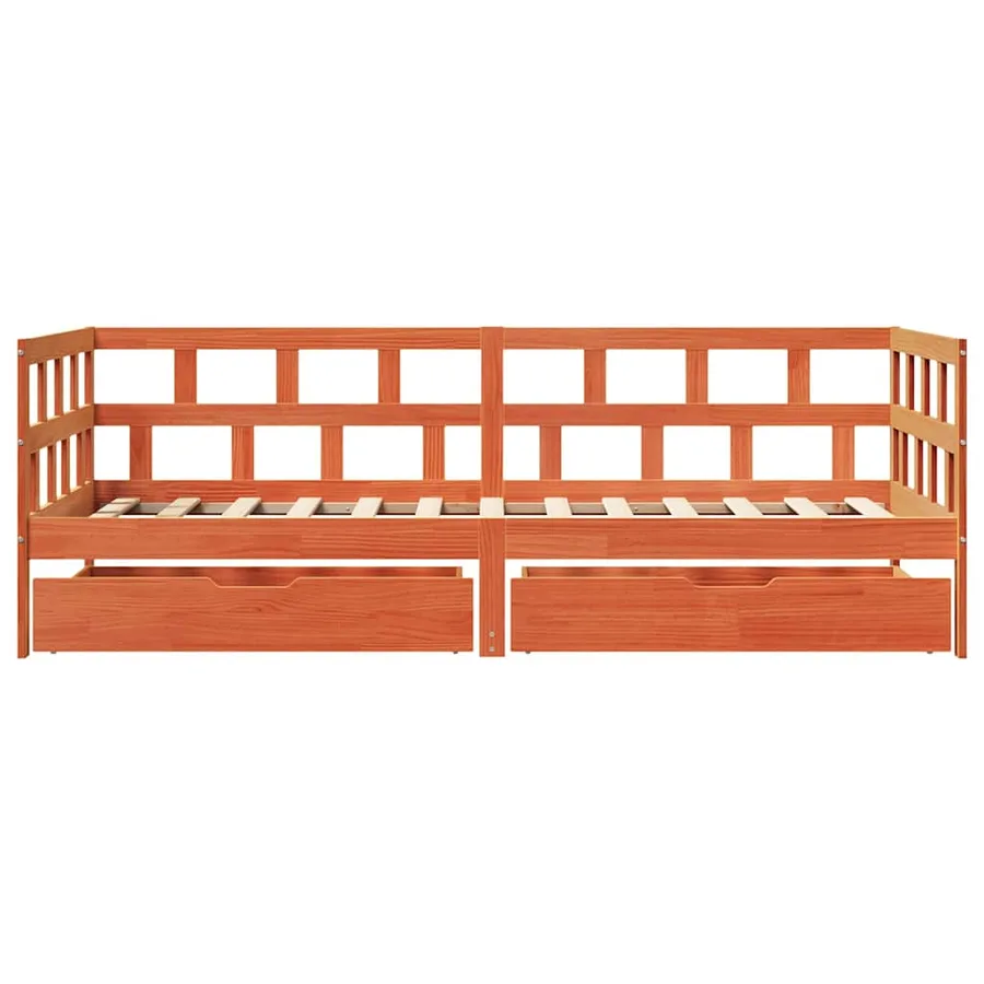 Lit de jour avec tiroirs sans matelas cire marron 90x200cm bois - 4