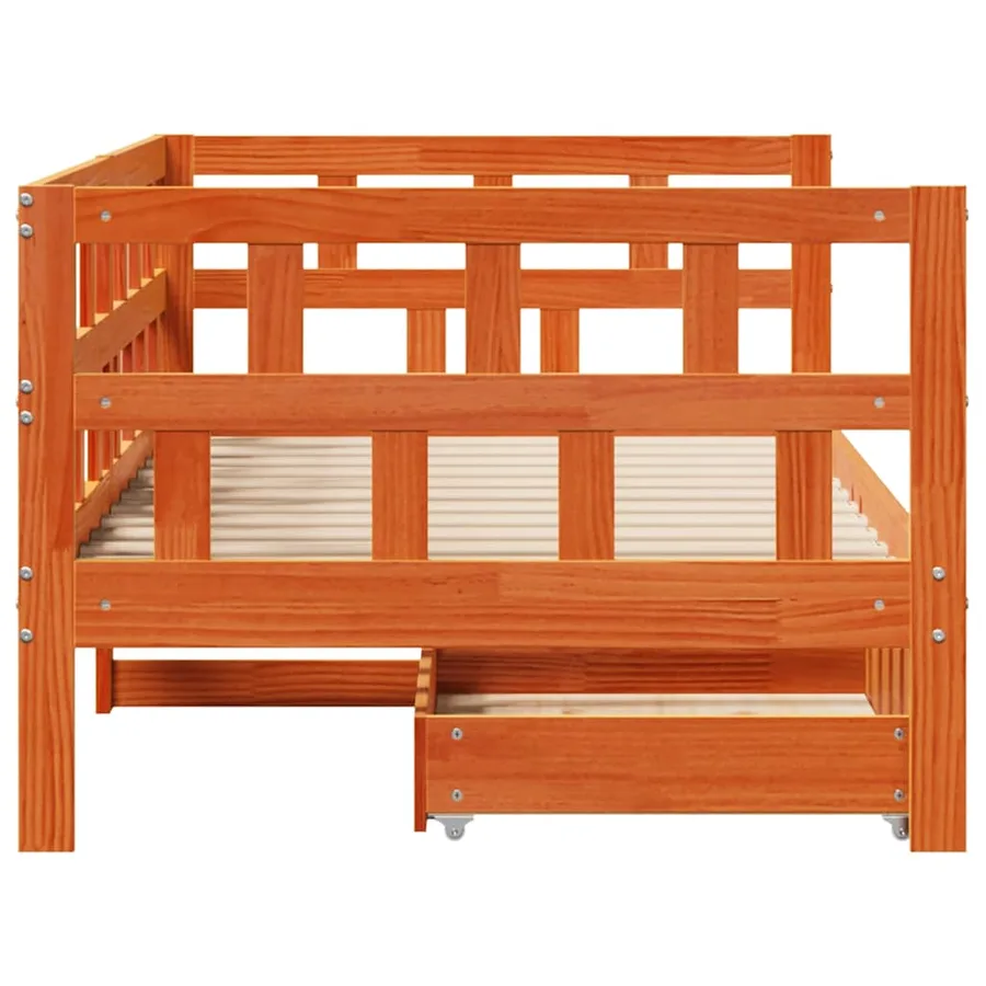 Lit de jour avec tiroirs sans matelas cire marron 90x200cm bois - 7