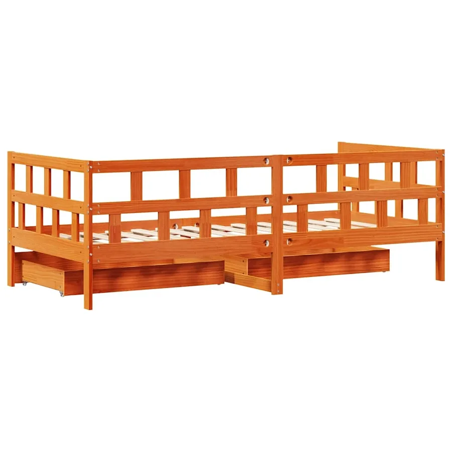 Lit de jour avec tiroirs sans matelas cire marron 90x200cm bois - 8