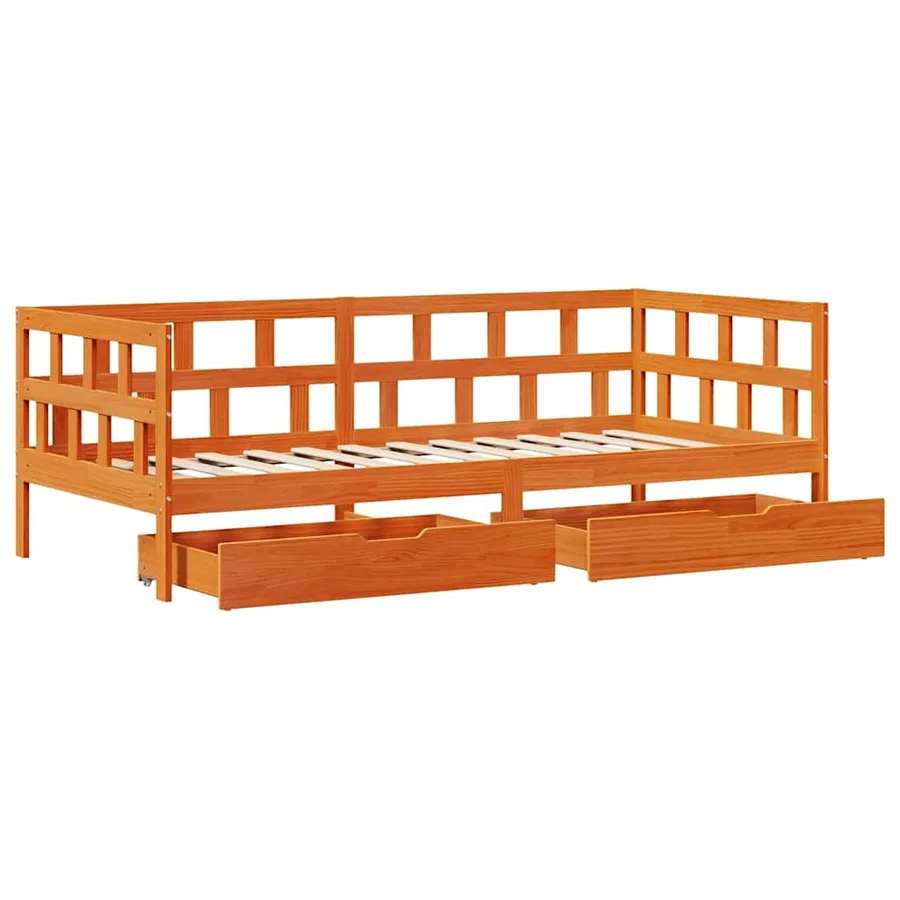 Lit de jour avec tiroirs sans matelas cire marron 90x200cm bois - 9