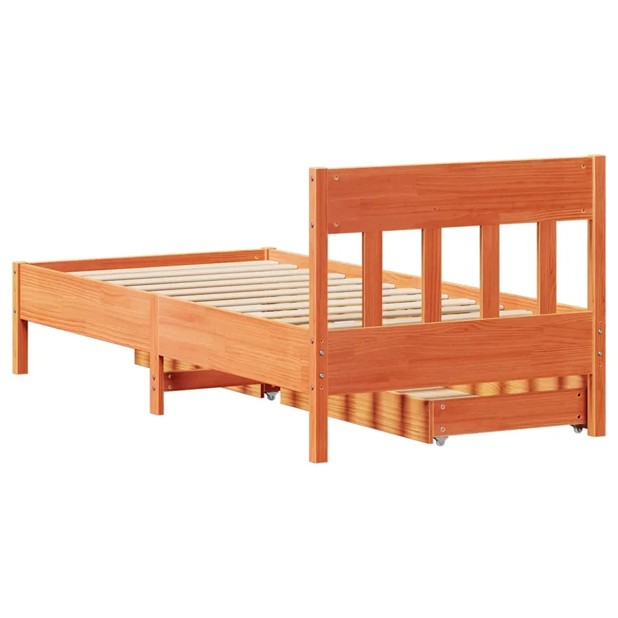 Cadre de lit sans matelas cire marron 100x200cm bois pin massif - 8