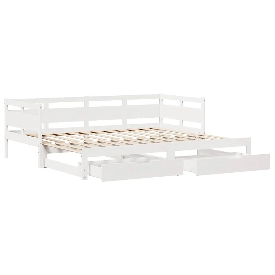 Lit de jour avec gigogne et tiroirs sans matelas blanc 90x190cm - 3