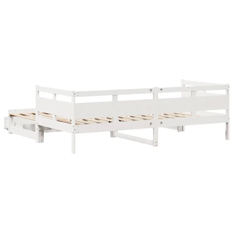 Lit de jour avec gigogne et tiroirs sans matelas blanc 90x190cm - 7