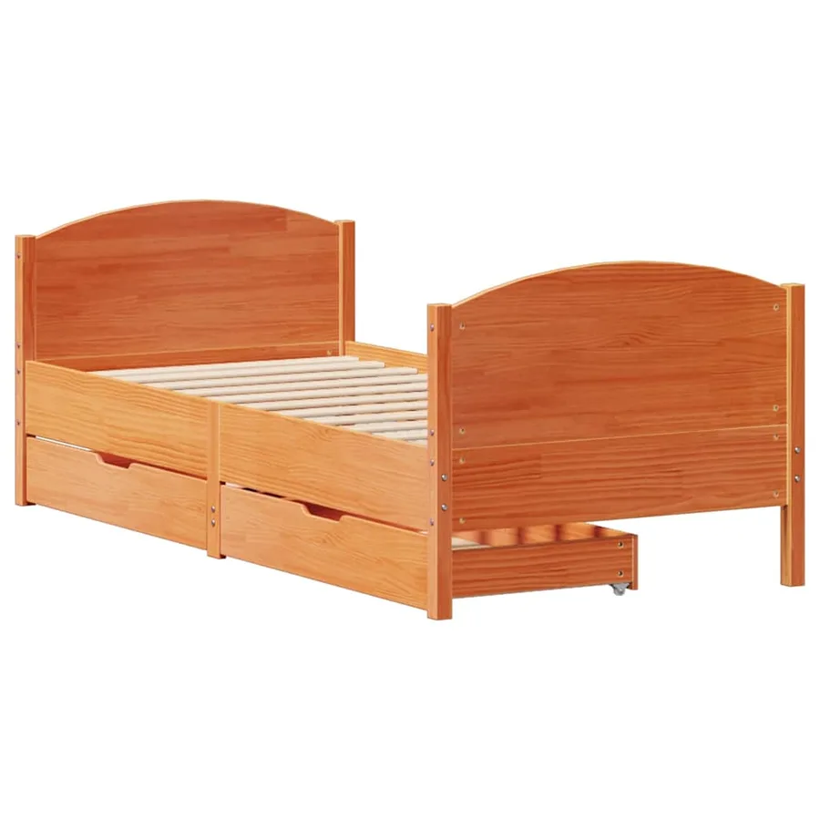 Cadre de lit sans matelas cire marron 90x200 cm bois pin massif - 3