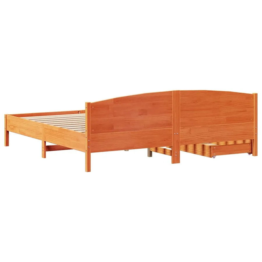 Cadre de lit sans matelas cire marron 200x200cm bois pin massif - 8