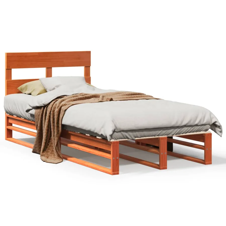 Cadre de lit sans matelas cire marron 75x190 cm bois pin massif - 2