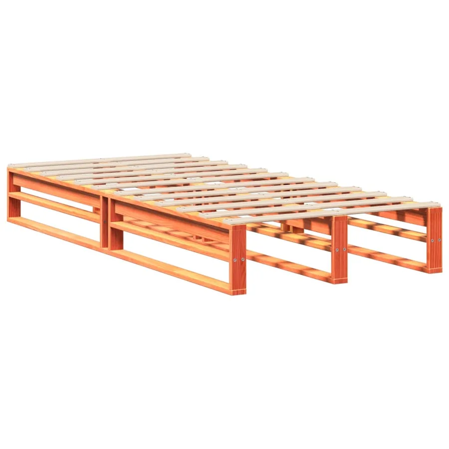 Cadre de lit sans matelas cire marron 75x190 cm bois pin massif - 5