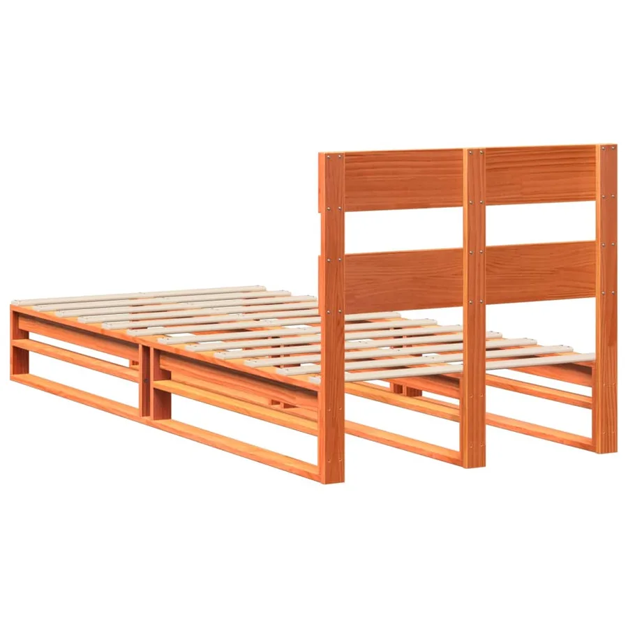Cadre de lit sans matelas cire marron 75x190 cm bois pin massif - 8