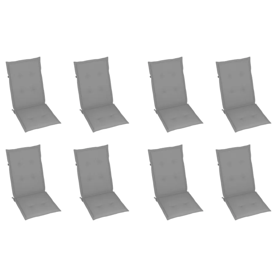Chaises inclinables de jardin et coussins lot de 8 Teck solide - 6