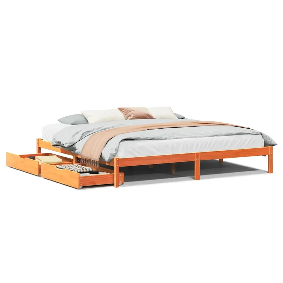 Cadre de lit sans matelas cire marron 180x200cm bois pin massif - 2