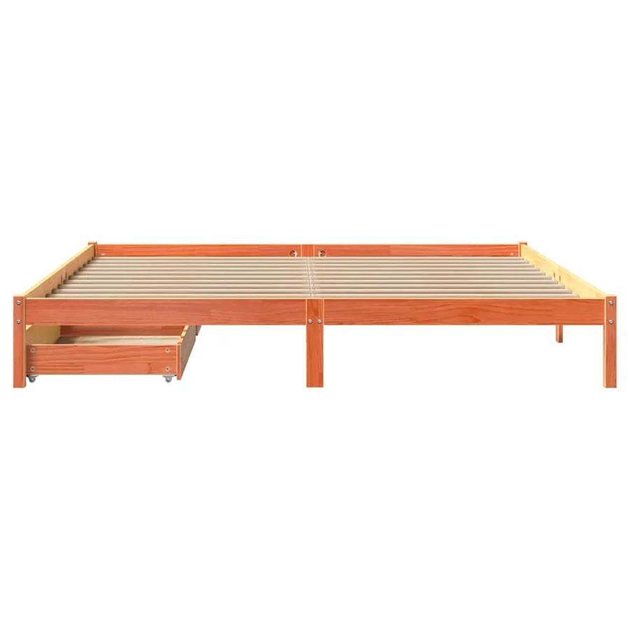 Cadre de lit sans matelas cire marron 180x200cm bois pin massif - 4