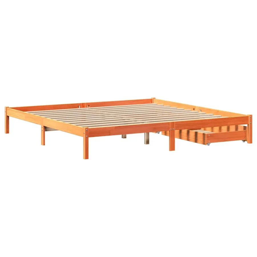Cadre de lit sans matelas cire marron 180x200cm bois pin massif - 6