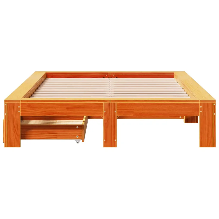 Cadre de lit sans matelas cire marron 120x200cm bois pin massif - 4