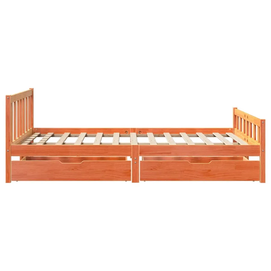 Cadre de lit sans matelas cire marron 160x200cm bois pin massif - 5