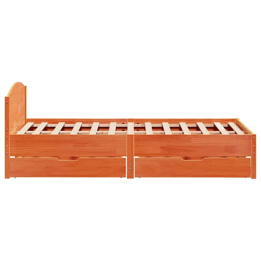 Cadre de lit sans matelas cire marron 140x200cm bois pin massif - 7