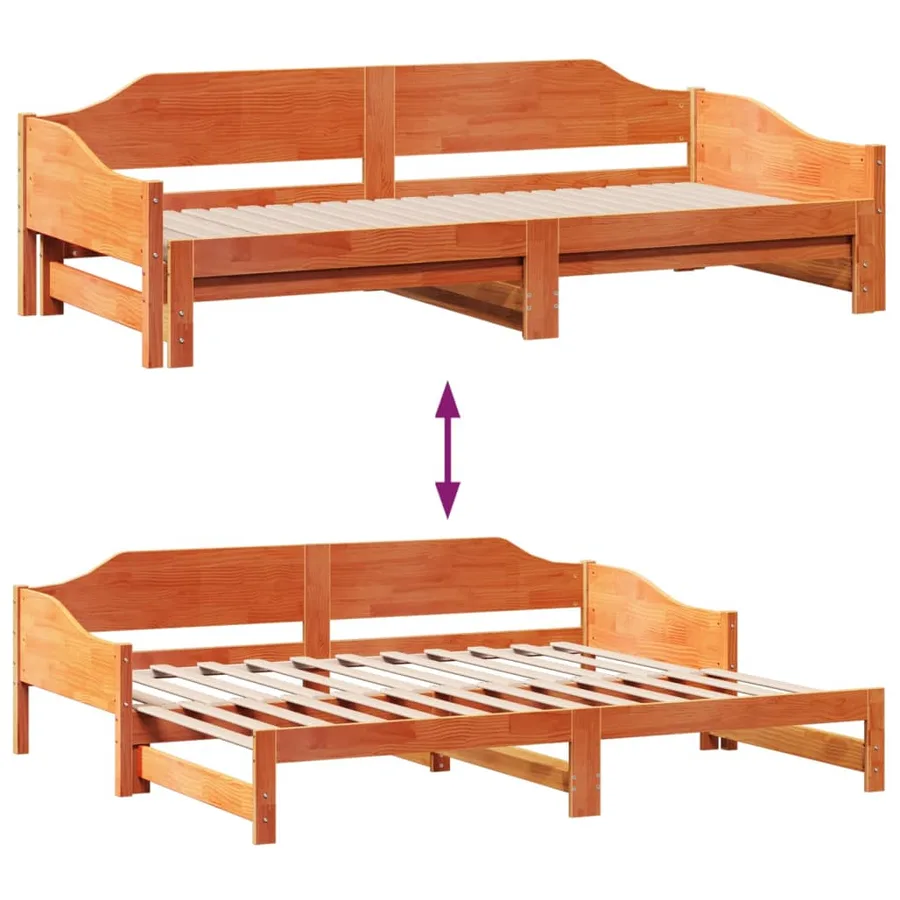 Lit de jour et lit gigogne sans matelas 80x200 cm bois massif - 10