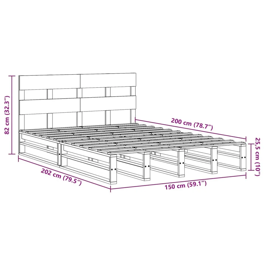 Cadre de lit sans matelas 150x200 cm bois de pin massif - 12