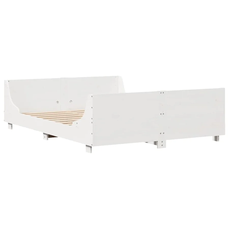 Cadre de lit sans matelas blanc 140x200 cm bois de pin massif - 3
