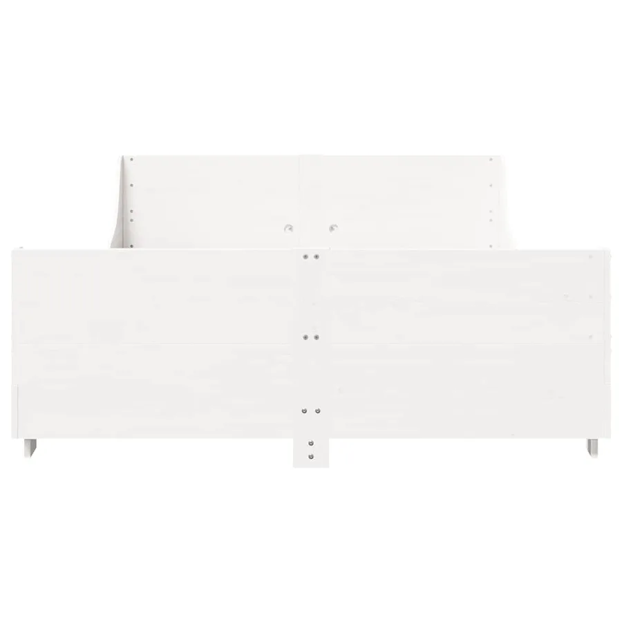 Cadre de lit sans matelas blanc 140x200 cm bois de pin massif - 4