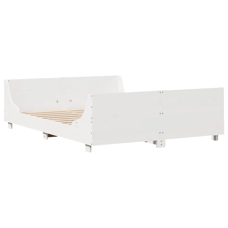 Cadre de lit sans matelas blanc 140x200 cm bois de pin massif - 6